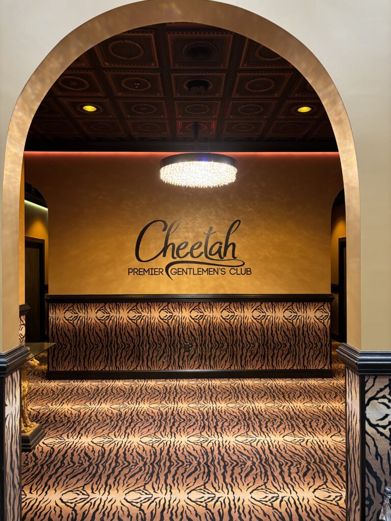 Cheetah Raleigh foyer sign
